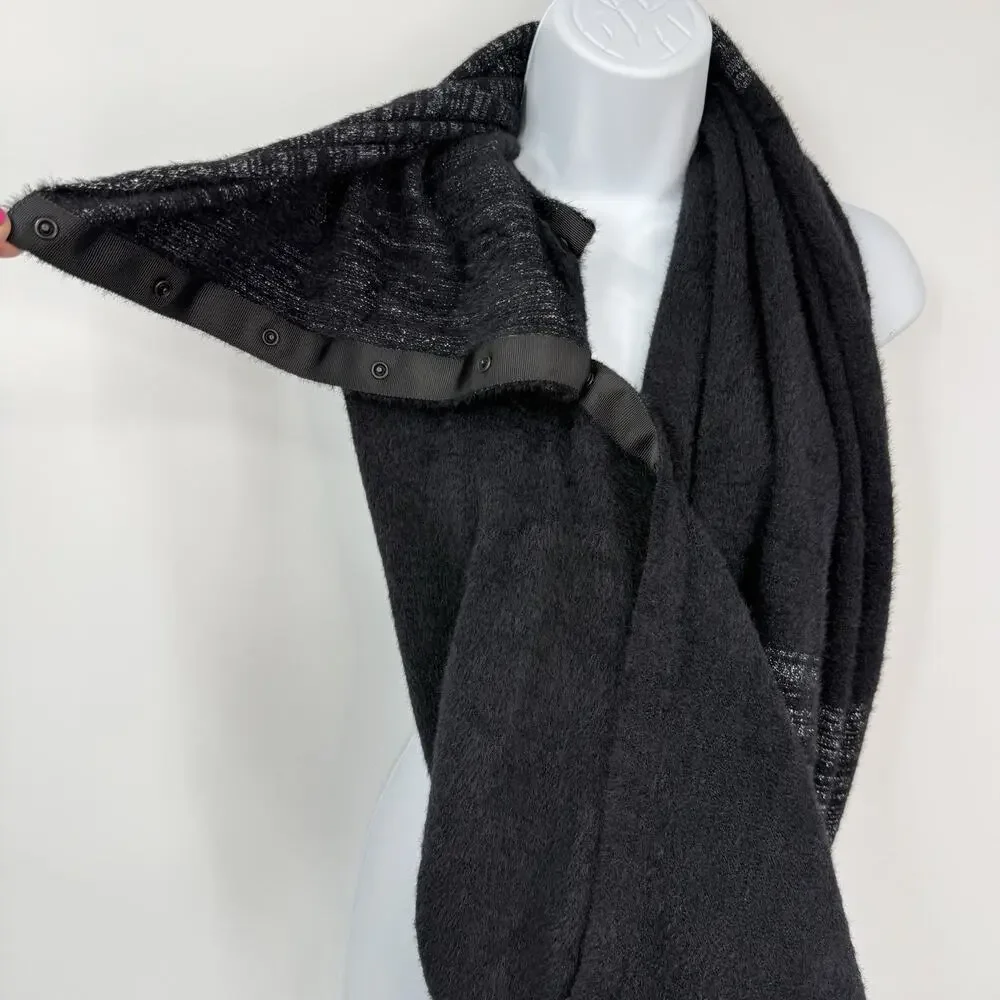 Stella & Dot Kaci Versatile 2-in-1 Scarf Wrap Knit Soft Black Metallic